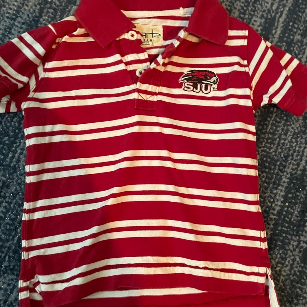 SJU Kids Red and White Striped Polo Shirt